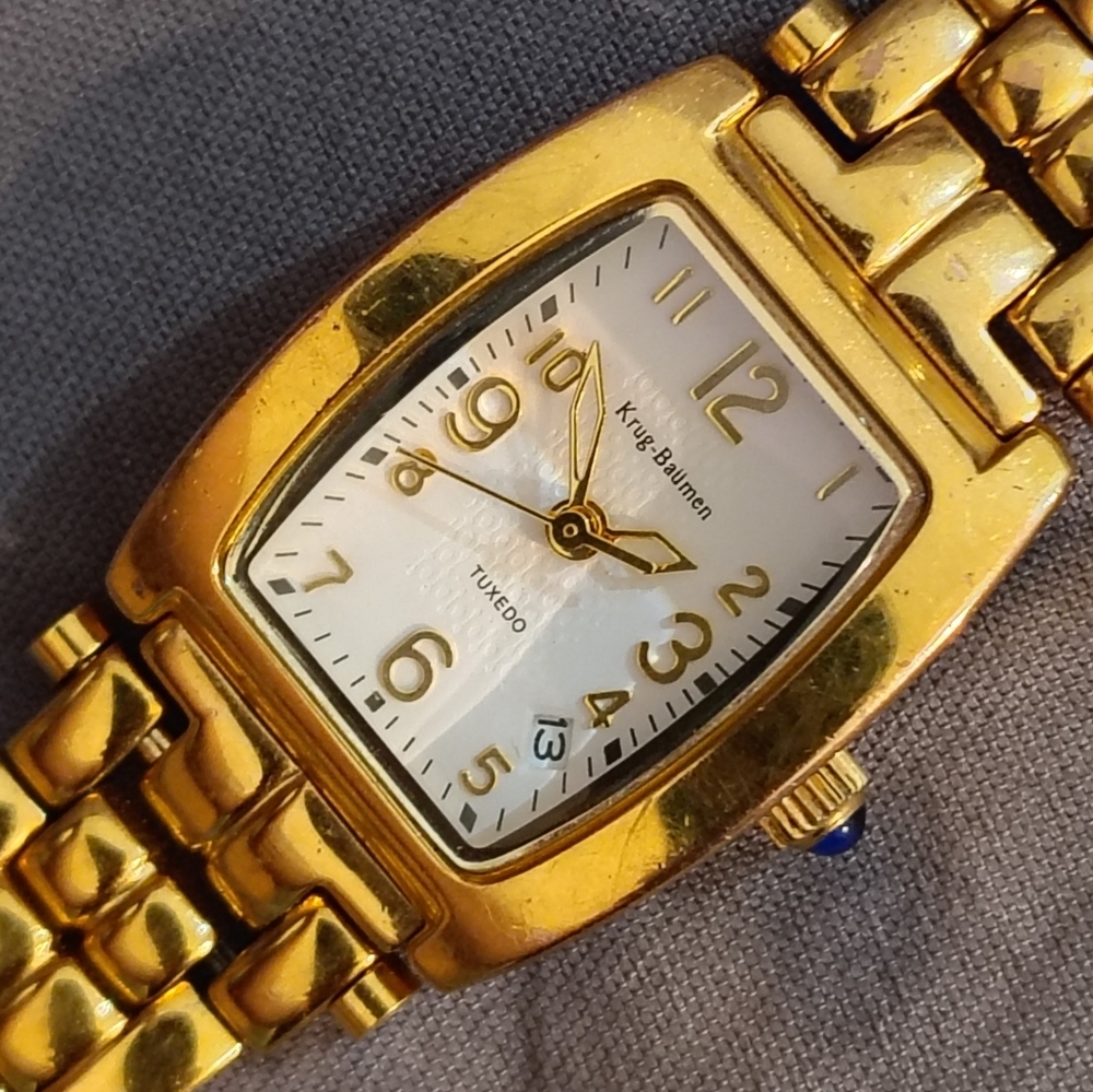 Krug-Baumen Tuxedo 18k Gold Electroplated Watch ~ Runs & Keeps Time, New Battery - Picture 10 of 15